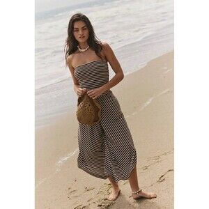 Free People Free Est Daley One-Piece Striped Print Tube Jumpsuit Dress M 286581
